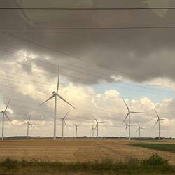 You many windmills travelling in the train