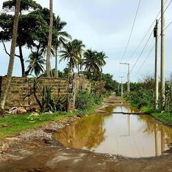 The unpaved road that runs parallel to the beach, after a storm during the night...