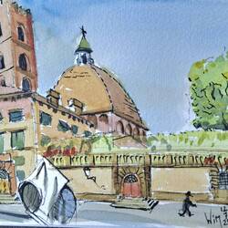 Aquarelletje op een plein