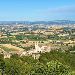 Looking back at the Papal Basilica and Sacred Convent of Saint Francis from the Rocca Magg