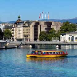 One of the water taxis that ply the river and the lake — Geneva.