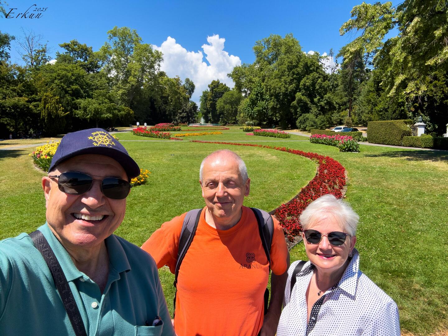 A photo op at the park next to the restaurant where we had lunch with Didier — Geneva.