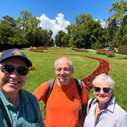 A photo op at the park next to the restaurant where we had lunch with Didier — Geneva.