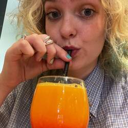 Lily already on the sauce in the morning