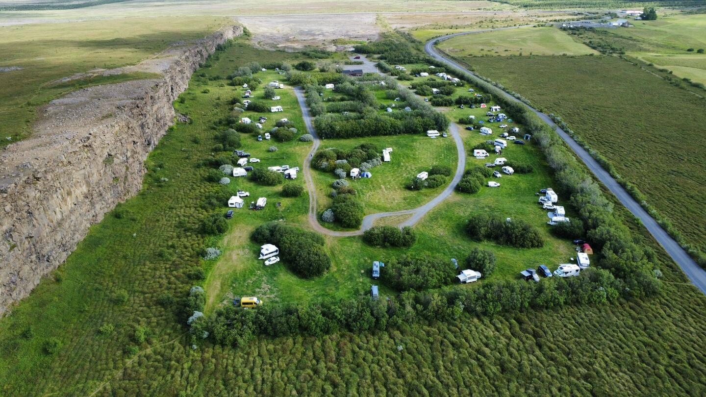 Campingplatz Asbyrgi von oben