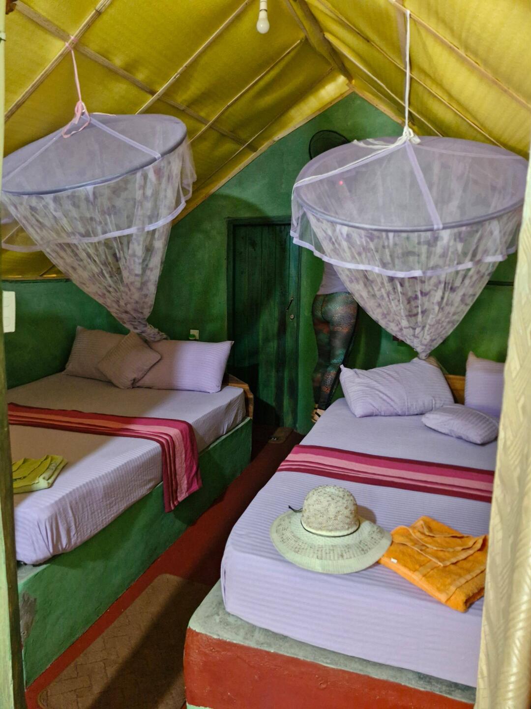 5 and looks more like a tent than a room, but for about $7 each for the night...including breakfast