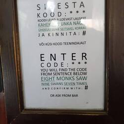 Lastly, the WCs at our lunch risto require a code to enter (897#). It is to keep out the inebriated.