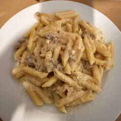 Penne with sausage in a cream sauce