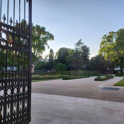 Looking out from the lobby, at the courtyard
