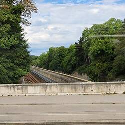 Train tracks right next to the river