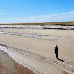 Chris debating if he should cross the river