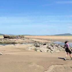 Video of the estuary and the wet sand stretching across the horizon