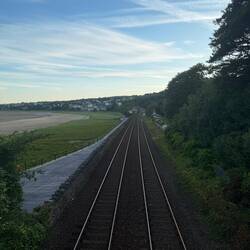 View of the train tracks in Grange-Over-Sands during our evening walk