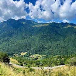 Views from near Arres de Sus, with a couple of roads visible about 500m below