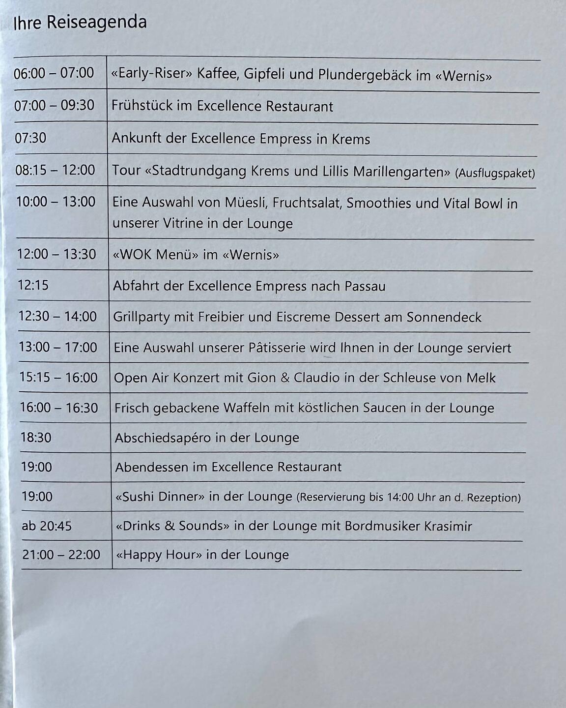 Daily Program - very tough, exhausting 😂!