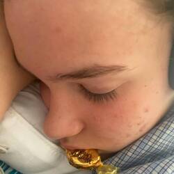 Tate napping- a worther in her mouth