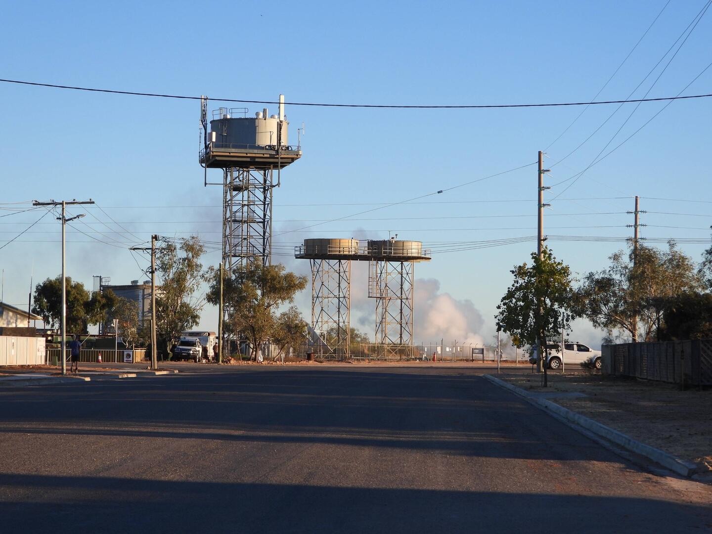 Steaming bore water powering the town.