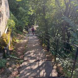 Steps from the carpark to the main street
