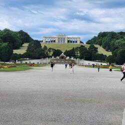 The gardens with the Gloriette atop the hill
