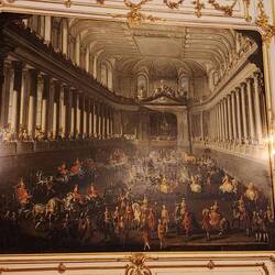 Ladies carousel, 1743, led by Empress Maria Theresa, ladies stabbed with a sword at models of Turks