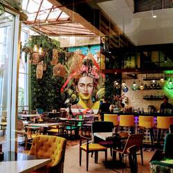 Lovely interiors, like this bistro with typical Central American decorations.