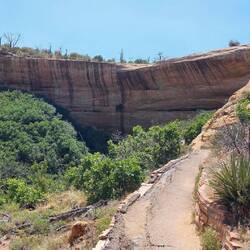 Der steile Trail zum Step House ... mit Blick auf den Abris