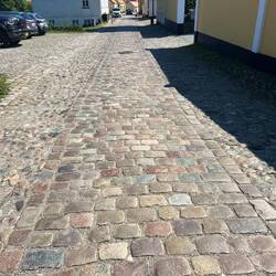 Cobblestones throughout the Village