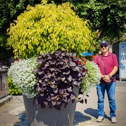 Giant planters dot the waterfront ... Mui for scale — Geneva.