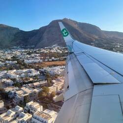 Flying over Santorini