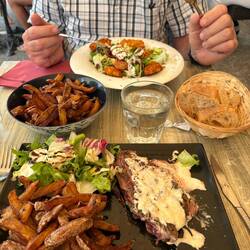 I had steak today for a change, I actually got some salad, not a usual addition here