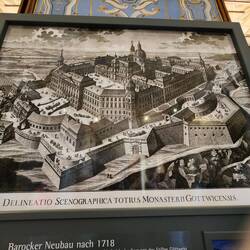A draft design of the original layout of the Abbey, but not enough funds to build entirely