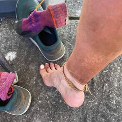 Those of a delicate disposition look away - airing my feet after a very dry dusty hike