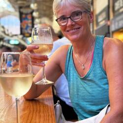 A rest from walking at the TimeOut market