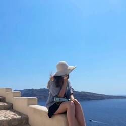 Ruby contemplates the caldera