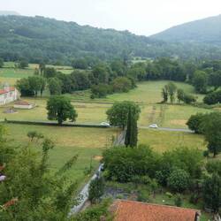 Looking down from the city walls towards the forum (in front of the turreted building on left)