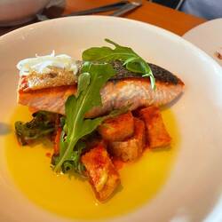 Salmon panzenella - disappointing as was overcooked