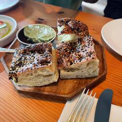 Sesame focaccia with kelp butter