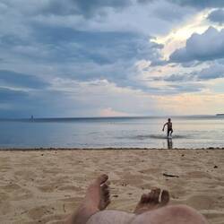 Früh morgens, nachmittags bis späten Abend am perfekten Strand