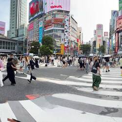 The "scramble" intersection in the Tokyo version of Times Square.