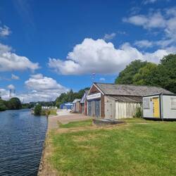 The rowing club buildings nearby.