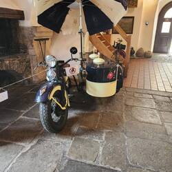 Motorcycle with cart for food