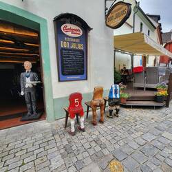 Tired old butler with his cute chairs