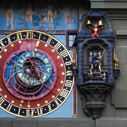 Detail from the clock tower — Bern ... Old City.