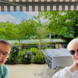 Al fresco dining overlooking the Aare River — Bern ... Old City.