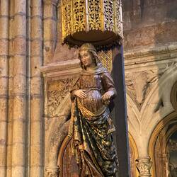 A rare statue of a pregnant Mary at the Leon Cathedral