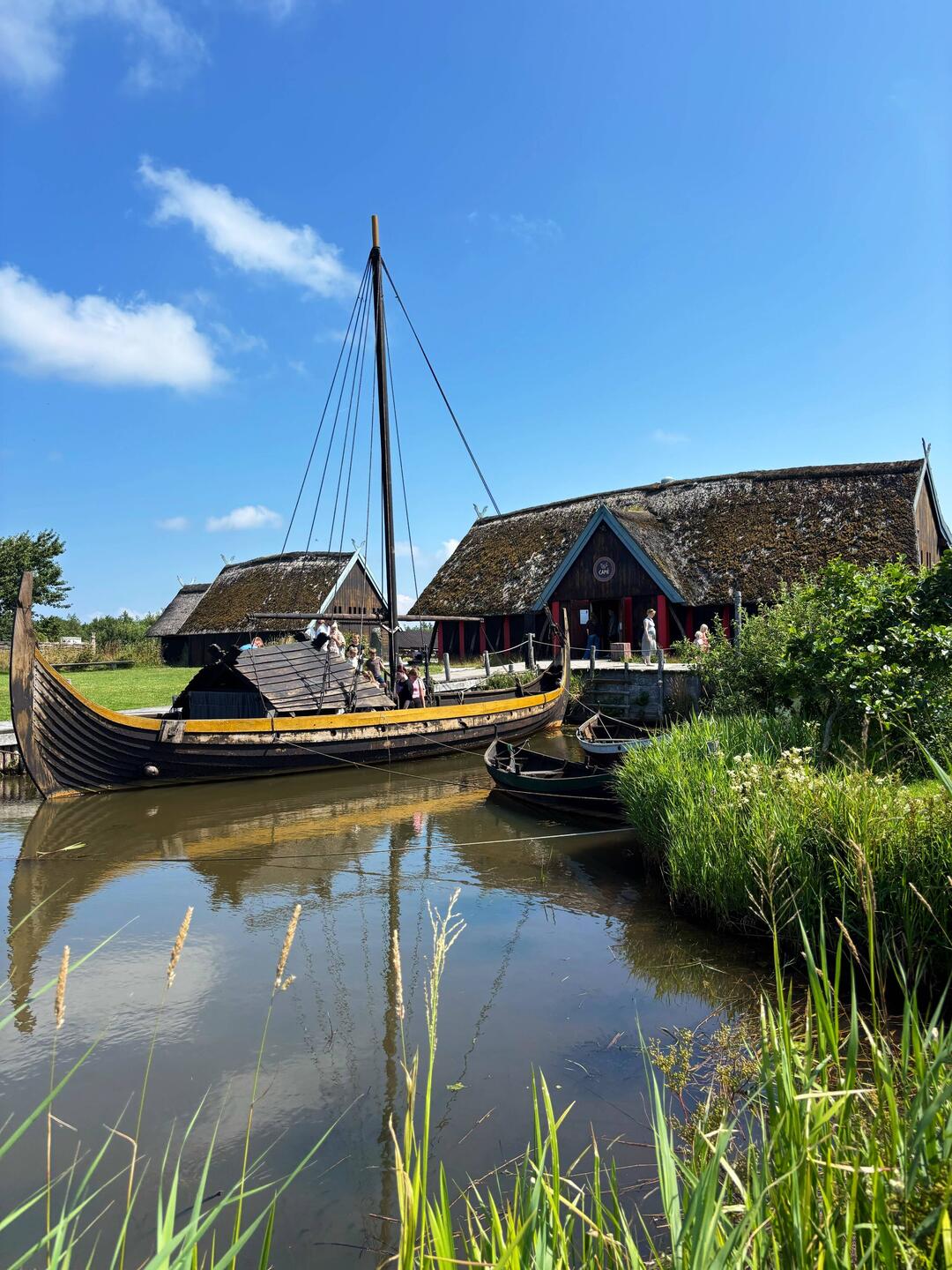 Viking boat parked in a canal