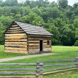 Boyhood cabin, not Lincoln's but likely owned by his friend and similar to one he lived in
