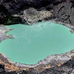 The lake at the bottom of the Santa Ana volcanic crater.