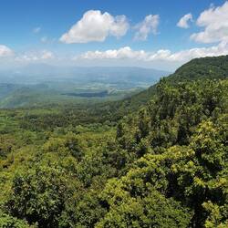 Coatepeque Lake, Cerro Verde (middle) and Izalco Volcano, seen from Santa Ana Vulcan.