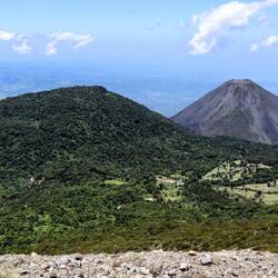Cerro Verde (left) and Izalco Volcano, seen from Santa Ana Peak.